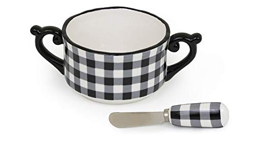 Boston International - 4.75" Bowl & Spreader - Black & White Check