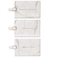 Eccolo - 3 Pack Luggage Tag Set - 2.5" x 4.5" - Ready for Departure - Marble