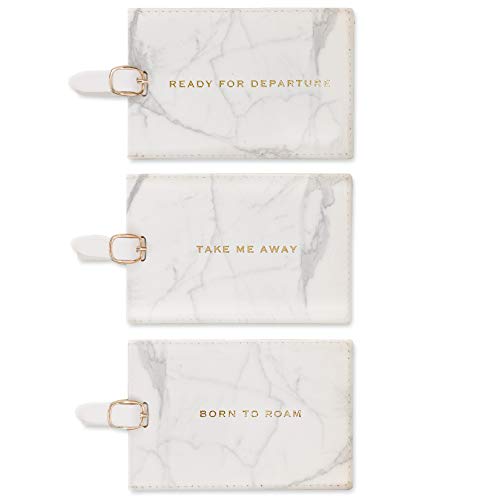Eccolo - 3 Pack Luggage Tag Set - 2.5" x 4.5" - Ready for Departure - Marble