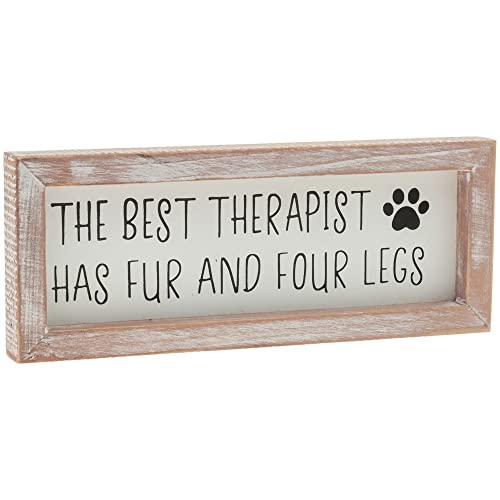 Boston International - 9.75" x 4" Wood Sign - The Best Therapist Has Fur