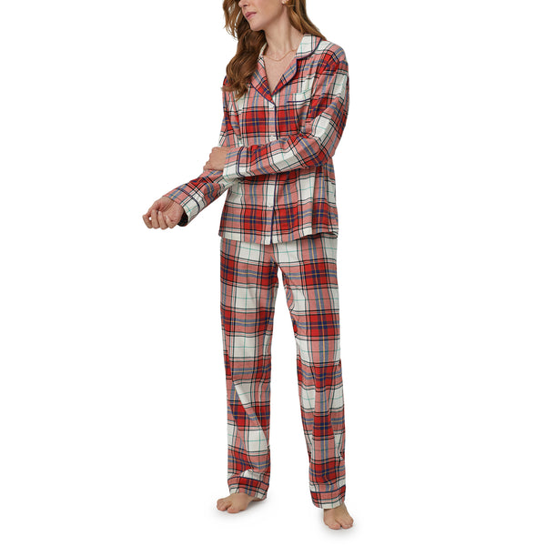 BedHead - Classic L/S Cotton Flannel Pajama Set - Festive Tartan - X-Small