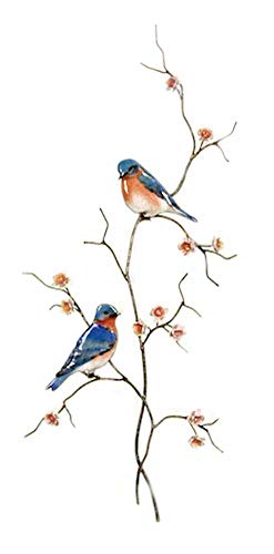 Bovano - Wall Sculpture - Double Bluebirds on Branch