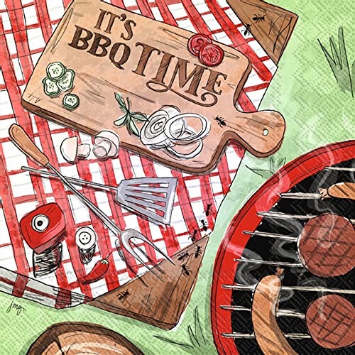 Boston International - 3-Ply 6.5" Lunch Napkins - BBQ Time