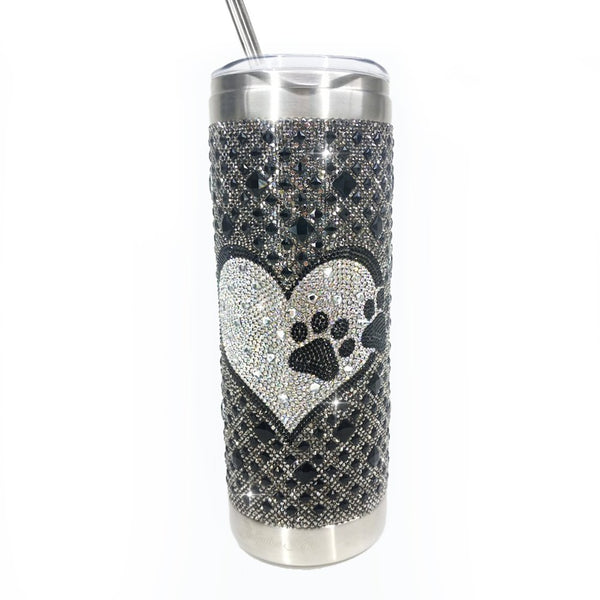 Jacqueline Kent - Royal Ice Tumbler - Diamonds in the Ruff - Hematite w/Black Paw