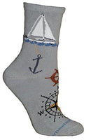 Wheel House Designs - Sailboats On Gray Socks - 9-11
