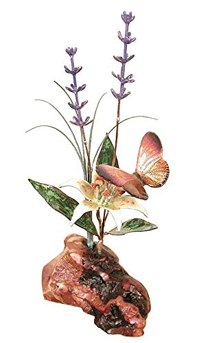 Bovano - Tabletop Sculpture - Butterfly, Lily & Lavender on Manzanita