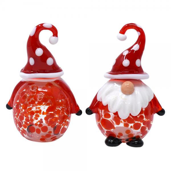Gift Essential - Blown Glass Salt & Pepper Set - Gnome Santa
