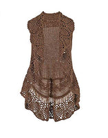 Coco & Carmen - Crochet Cable Knit Vest - Taupe - Small / Medium