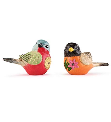Napco - Colorful Birds w/ Flowers Figurines - 2 Assorted Poses