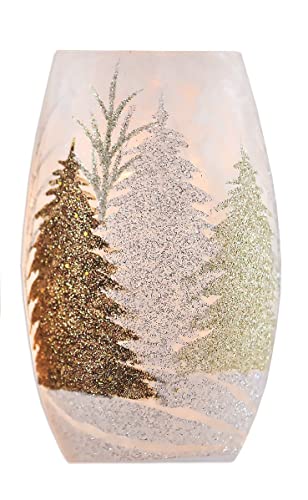 Stony Creek - Frosted Glass - 5" Lighted Vase - Winter Wonderland Silver