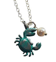 The Vintage Pearl - 18" Charm Necklace - Cutie Crab - Blue