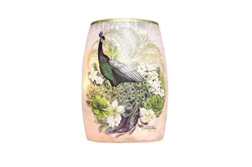 Stony Creek - Frosted Glass - 5.5" Lighted Vase - Peacock Beauty