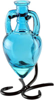 Couronne - Amphora Recycled Glass Vase & Metal Stand - Aqua