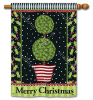 Studio M - Standard Flag 28 " x 40" - Holly Leaves / Merry Christmas