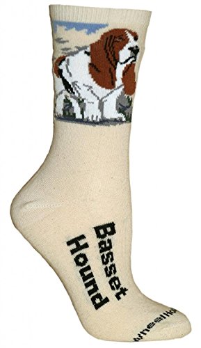 Basset Hound Natural Color Cotton Ladies Socks