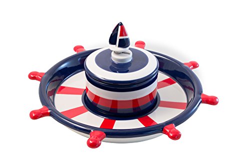Boston International - Ceramic Chip & Dip Set w/ Spreader - Anchors Away