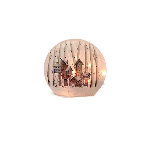 Stony Creek - Frosted Glass - 10" Round Lighted - Tall Trees & Birdhouses