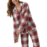 BedHead - Classic L/S Cotton Flannel Pajama Set - Festive Tartan - X-Small