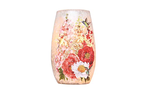 Stony Creek - Frosted Glass - 5" Lighted Vase - Hummingbird Garden