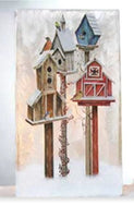 Stony Creek - Frosted Glass - 7.75" Lit Rectangle Vase -  4 Birdhouses
