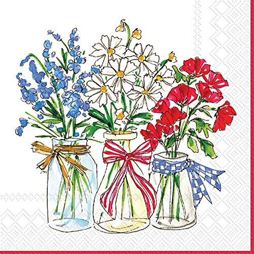 Boston International - 3-Ply 5" Cocktail Napkins - Patriotic Floral