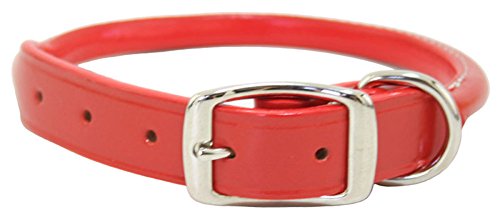 Auburn Leather - Rolled Round Dog Collar - 8"-10" - Orange