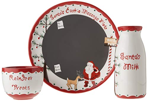 Santa's Writable Message Cookies And Milk Plate Set