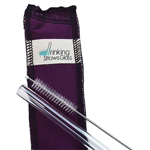 Drinking Straws.Glass - Glass Straw Set - 9.5mm x 8" - Purple Case