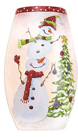 Stony Creek - Frosted Glass - 7" Lighted Vase - Festive Snowman Pair