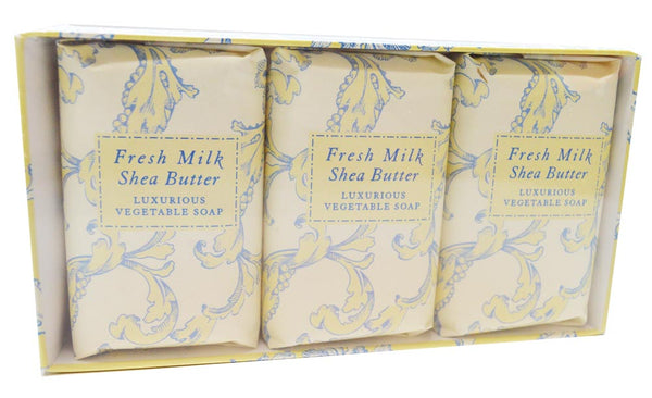 Greenwich Bay Set of 3 Botanical Soap Fresh Milk & Shea Butter Wrapped 6oz.
