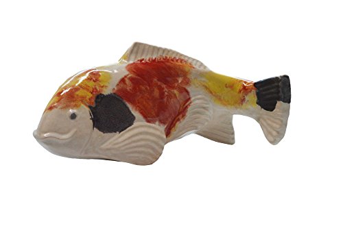 Fish In The Garden - Ceramic Garden Koi - Kohaku Black - Medium Right