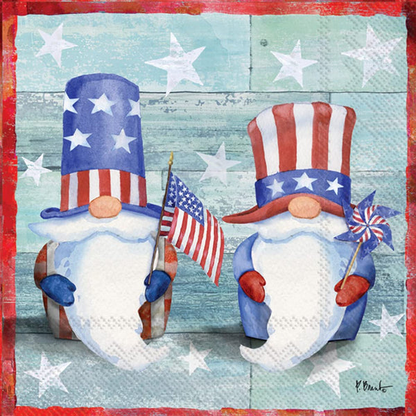 Boston International - 3-Ply 5" Cocktail Napkins - Freedom Gnomes