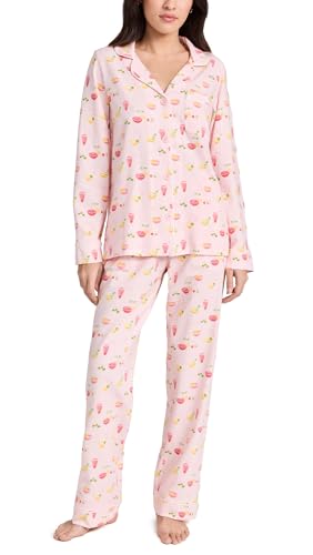 BedHead PJs Women's Cotton Knit Long Sleeve PJ Set, Pink Mixology, L