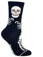 Wheel House Designs - Skeleton on Black Socks - 10-13