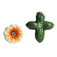 Franz Porcelain - Rhodium Earrings - Cactus & Flower