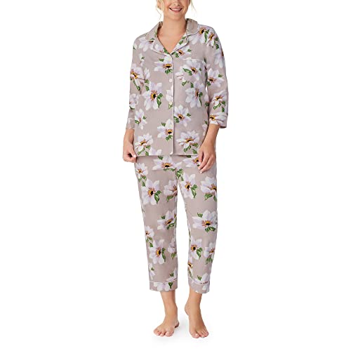 Bedhead - 3/4 Sleeve Classic Flannel Cropped PJ Set - Winter Magnolia - X-Small