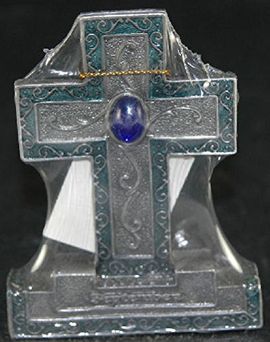 Encore - Free Standing Silver Cross with Gemstone - Blue - September