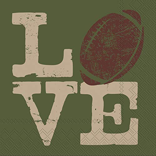 Boston International - 3-Ply 5" Cocktail Napkins - Football Love