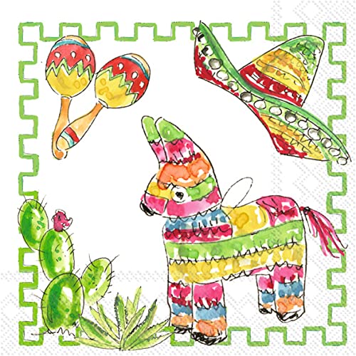 Boston International - 3-Ply 5" Cocktail Napkins - Fiesta Pattern