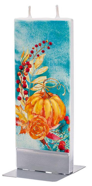 Flatyz - Twin Wick Flat Candle - Fall Pumpkins in Turquoise Sky