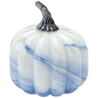 Boston International - Medium Glass Pumpkin - White & Blue Swirl