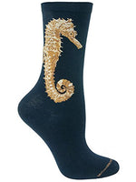 Seahorse Navy Cotton Ladies Socks