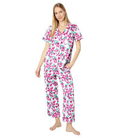BedHead - Sateen Short Sleeve Cropped PJ Set - Bougainvillea - Medium