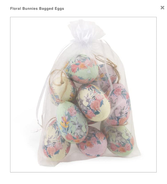 Boston International - Bag of 12 Printed Hanging Eggs - Floral Bunnies