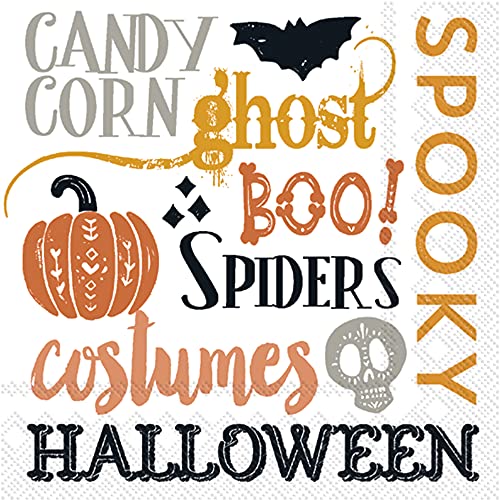Boston International - 3-Ply 5" Cocktail Napkins - Halloween Words