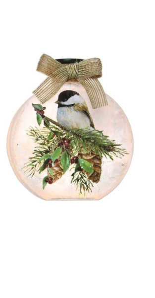 Stony Creek - Glass Round Jar w/Burlap - Pine Boughs & Birds