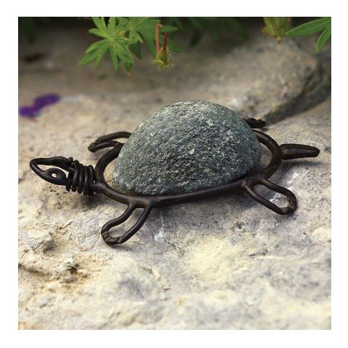 GC - Ancient Graffiti - Metal Turtle River Stone w/ Wire