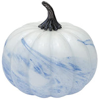 Boston International - Large Glass Pumpkin - White & Blue Swirl