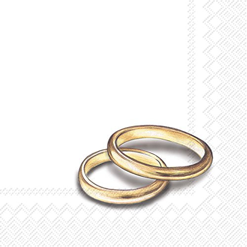Boston International - 3-Ply 5" Cocktail Napkins - Gold Rings