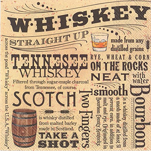 Boston International - 3-Ply 5" Cocktail Napkins - Whiskey